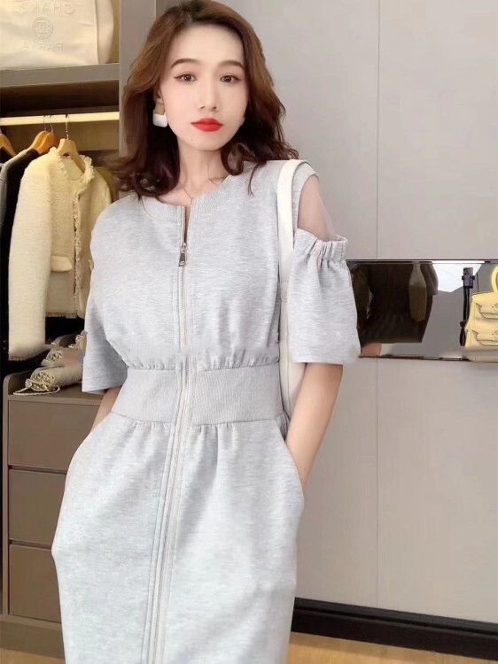 Gauze Off Shoulder Sweater Casual Lantern Sleeve Waist Zip Women Ladies  Dresses | eBay