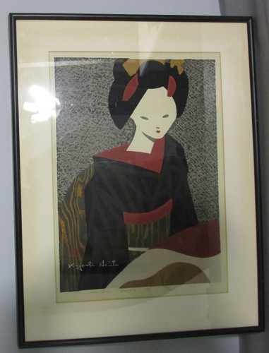 Signed & Dated JAPANESE Kiyoshi Saito Woodblock Print "Maiko Kyoto" dated 1961 - Picture 9 of 10