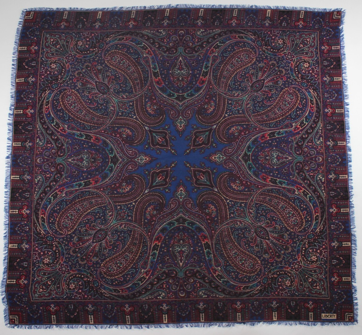 Châle Vintage En Laine LIBERTY - Multicolore Fait Main En Italie - Très Bon état