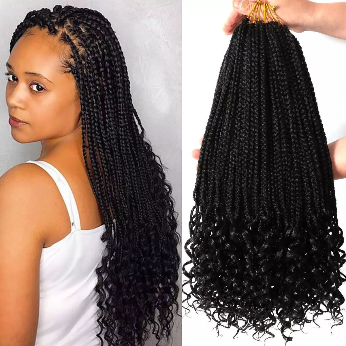 18 20strands Box Braids with Curly Ends Goddess Crochet Braiding Hair  Extension