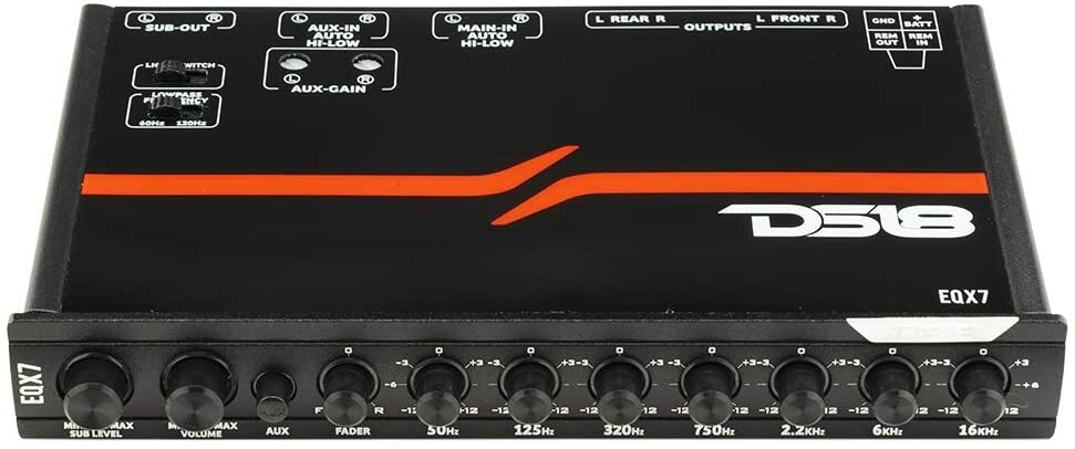 DS18 EQX7 8 Volt 7 Band 1/2 Din Car Stereo Equalizer Subwoofer