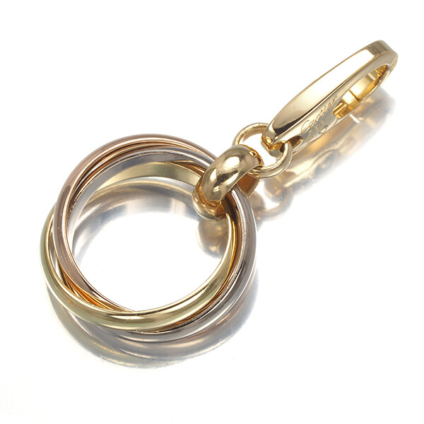 Auth Cartier Pendant Trinity 3color Charm 18K 750 Yellow White  