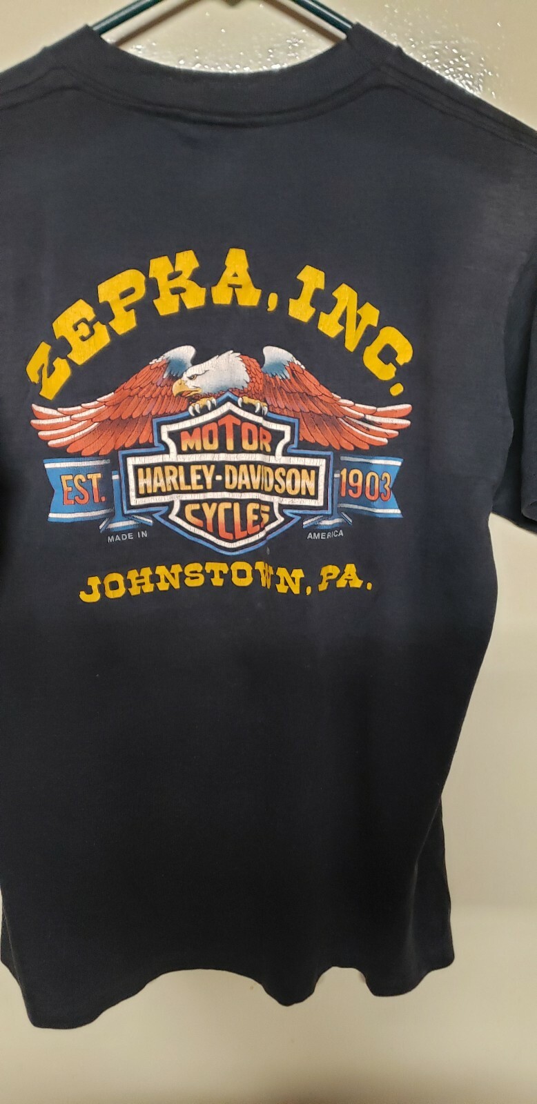T-shirt Vintage Années 80 Harley-Davidson - Motif 3D V-Twin Moteur, Taille S/M, Noir - Occasion En Excellent état