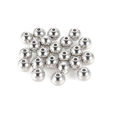 10 Solid Stainless Steel 304 Grade 8mm Seamless Round Silver Spacer Beads