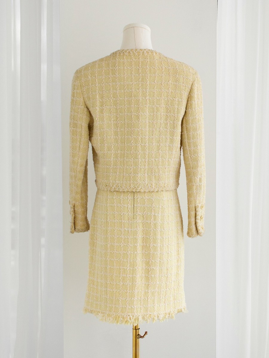 Chanel Vintage S/S 1994 Yellow Green Fantasy Tweed 94P Jacket