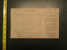 Pure Oil Company Puritan Motor Oils 1916 Invoice Letterhead 543