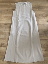 ZARA WOMAN FLARED HEM SLEEVELESS 100% WOOL DRESS BEIGE 0506/001 NEW FW21 LARGE