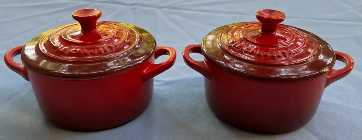 Set of 2, Le Creuset Stoneware Mini-Coquettes Red Baking Dishes