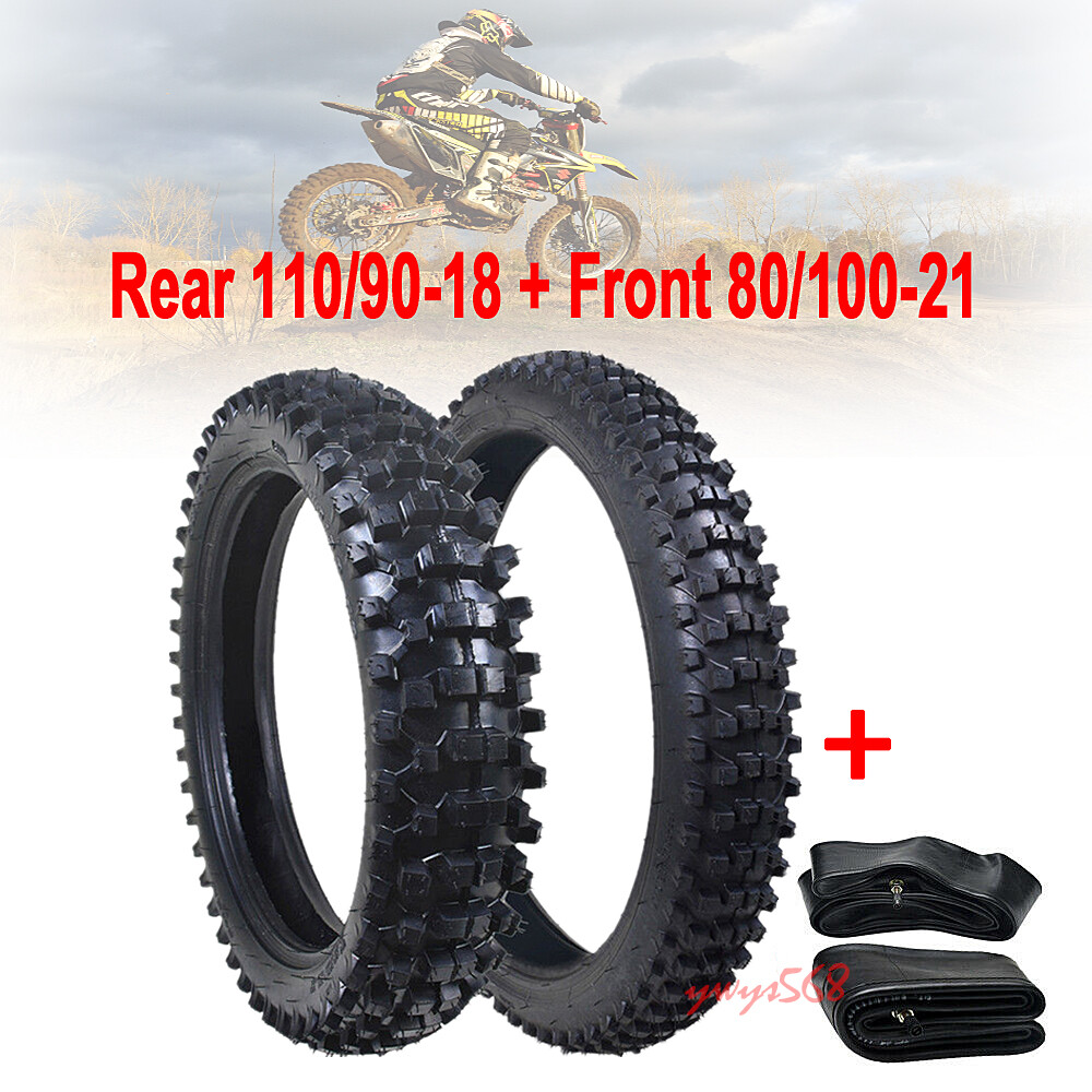 Front 80/10021 Rear 110/9018 Knobby Tyre Tire Inner Tube Dirt Bike Motorcycles eBay