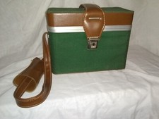 Vintage 70s Hard Side Camera Case, Green Brown, Very Good Condition
