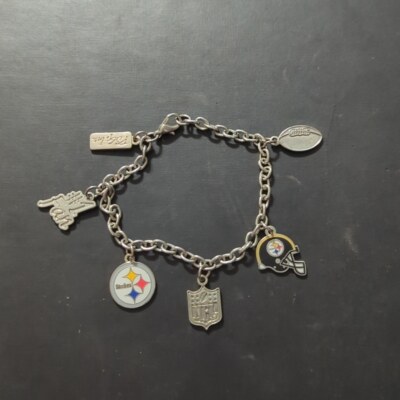 PSG Inc Silver Tone NFL Pittsburgh Steelers #1 Fan Football Charm Bracelet 