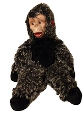 Vtg 1950s Monkey Stuffed Animal Plush Rubber Face Kitschy Side Eye 20  Nice