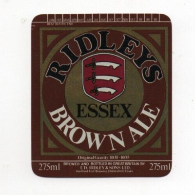 England - Vintage Bier Etikett - Ridley's, Chelmsford - Essex Brown Ale
