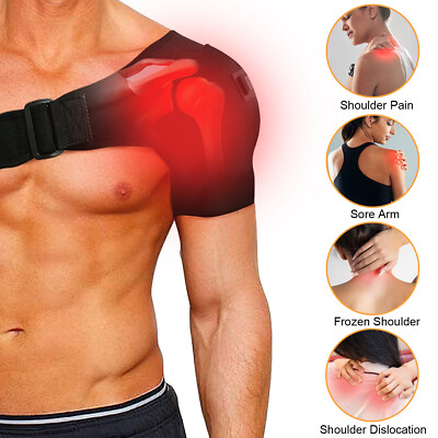 Heated Shoulder Support Brace USB Electric Adjustable Pad Wrap Pain Relief | USA