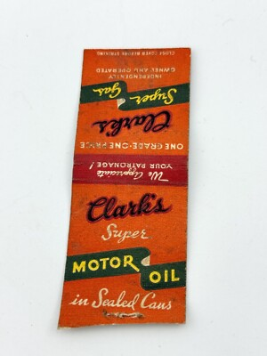 #ad #ad Clark’s Super Motor Oil Matchbook Cover – Vintage Wisconsin Gas Station Ad $9.39