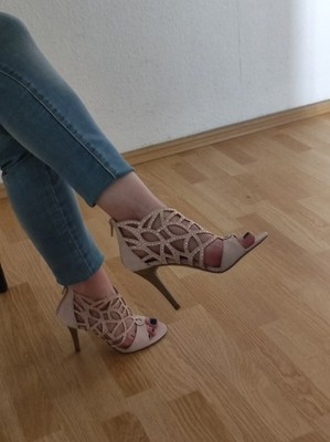 Pumps / High Heels mit Strass rose gold Größe 36