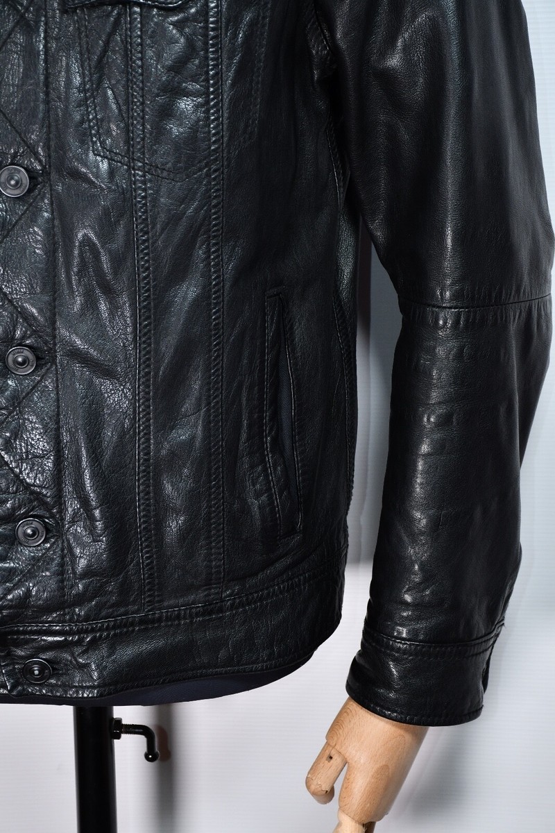 G-Star Raw Slim Fit Tailor Jacket Real Leather Black Men's