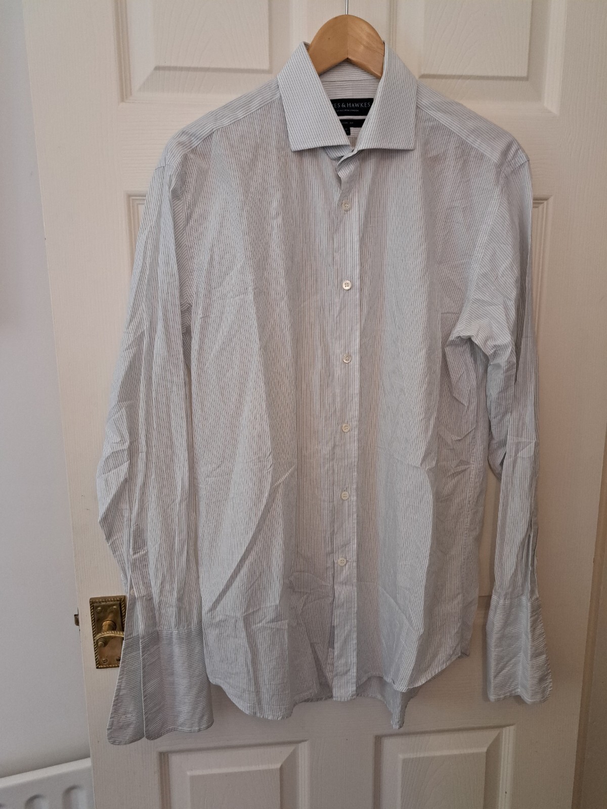 FILA Camicia Gieves Hawkes 16 blu bianca a righe matita Savile Row Londra