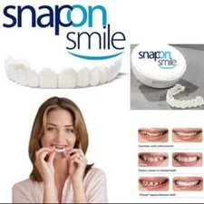 1 Set Top & Bottom White Veneers Teeth Snap On Smile Dentures Temporary Teeth