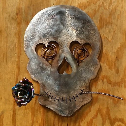 Sugar Skull Metal Wall Art #1632 Steampunk Day of the Dead Dia De Los Muertos - Picture 3 of 12