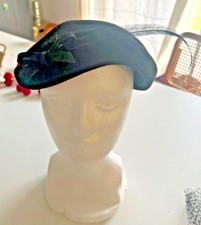 Vintage Beret Neumann Endler FAIRFIELD FELTS 100 Wool Hat Black RIBBON BOW