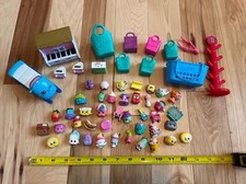 HUGE Shopkins Lot of 50 Pieces - Figures, Stand, Shopping Bags, Piano G