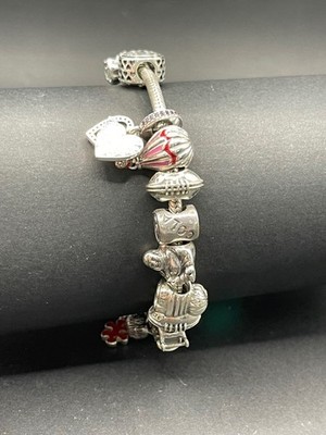 Ladies 925 Sterling Silver Pandora Snake Link Charm 58.9g Bracelet