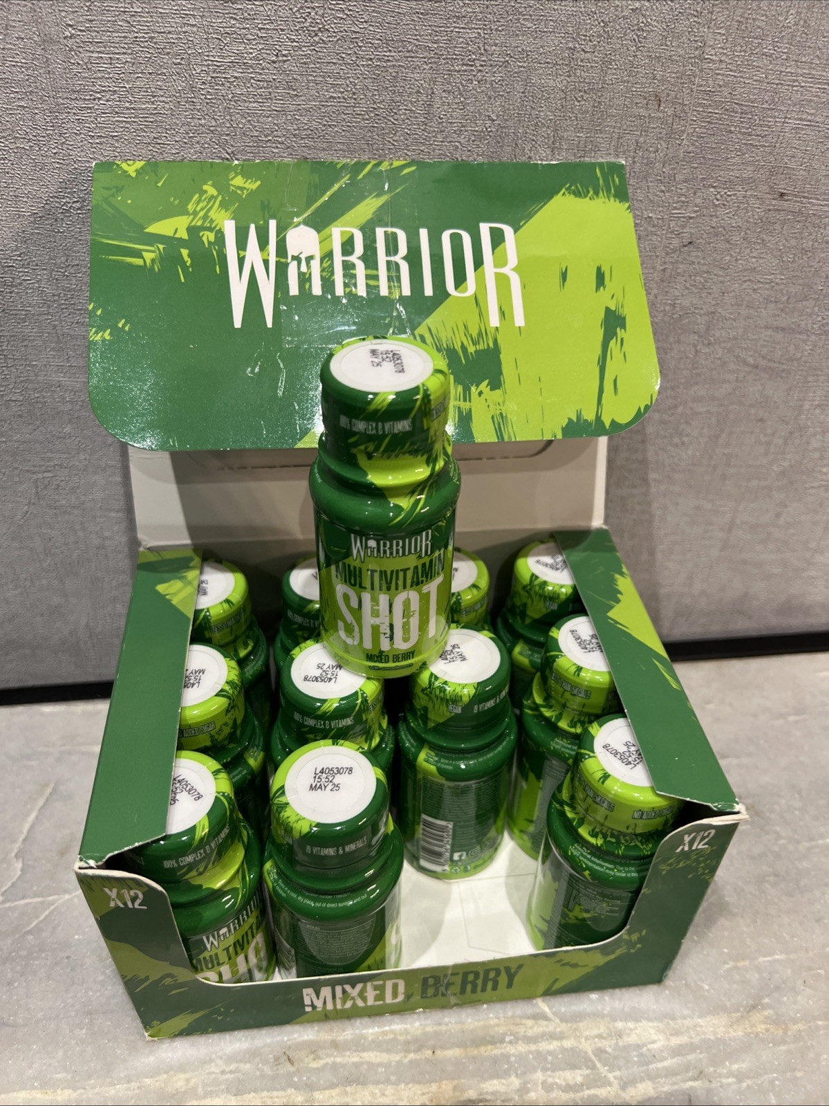 Warrior Mixed Berry Multivitamin & Mineral Wellness Boost Shot. 12x60ml BB 05/25