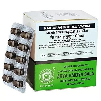 Kottakkal Arya Vaidya Sala Kaisora Guggulu Vatika 100 Tablets Free Shipping