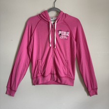 Vtg Y2K Victoria s Secret PINK 1986 Zip Up Hoodie Large Pink 2009 RARE Graffiti