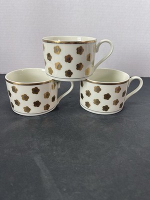 Mikasa Fine China Golden Petals Mugs Set Of 3 Model L-5612 Pre Owned Model-L5612