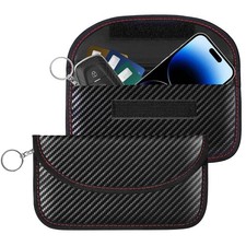2 Pack Faraday Bags for Key Fob Cell Phone, 8.3x4.3in Large, Black