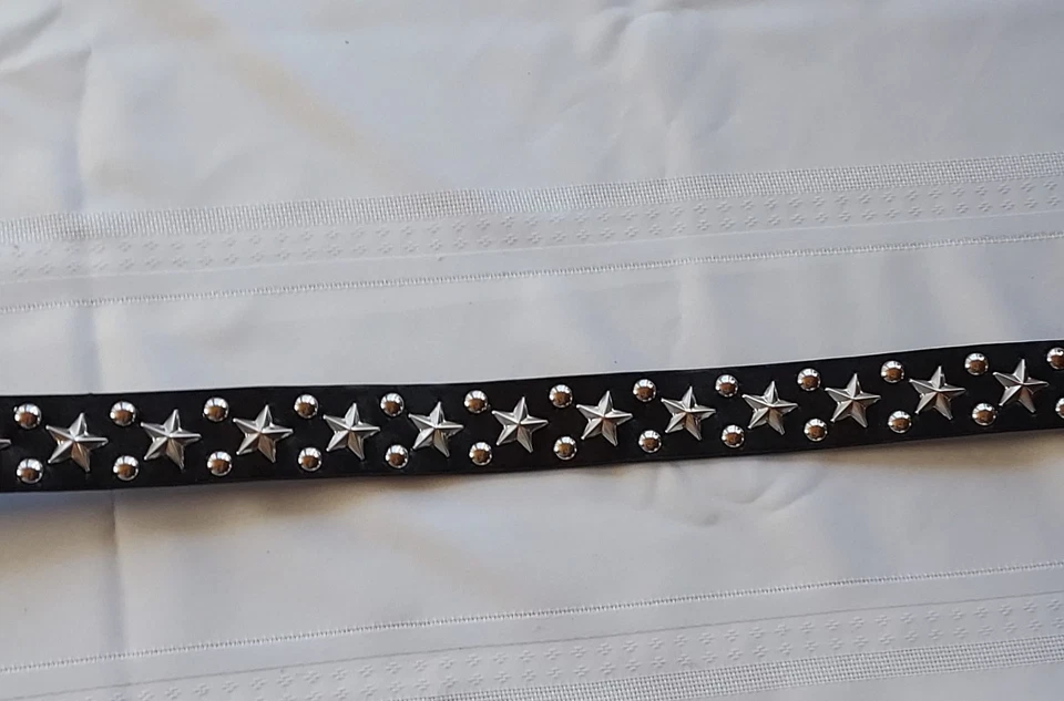 Black Belt Star Studded PU Leather Belt Punk Gothic Jeans Belt Adjustable NEW - Image 4 of 4