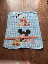 VTG Mickey Mouse And Donald Duck Baby Blanket Reversible Disney