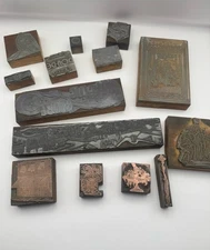 Lot Of (10) Vintage Print Blocks Letterpress Mixed Lot Sizes 