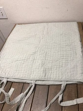 Pottery Barn Euro Sham Pick-Stitch Linen blend Quilted Pale Green 1Pc 26x26" EUC