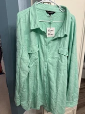 Davi & Dani 3x Quilted Shacket, Mint Green