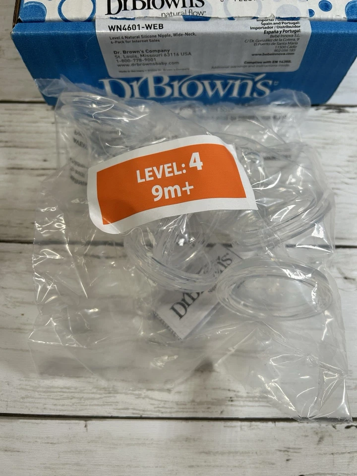 Mamadeira Dr Brown's nível 4 fluxo rápido pescoço largo mamilo 9 meses 6 unidades - Imagem 3 de 3