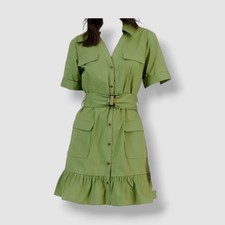 Donna Morgan Women's Green Belted Utility Shirtdress Size 6