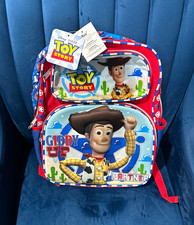 Disney Pixar Toy Story Woody Large 16 Red/Blue Polyester Backpack Zip Padded Adj