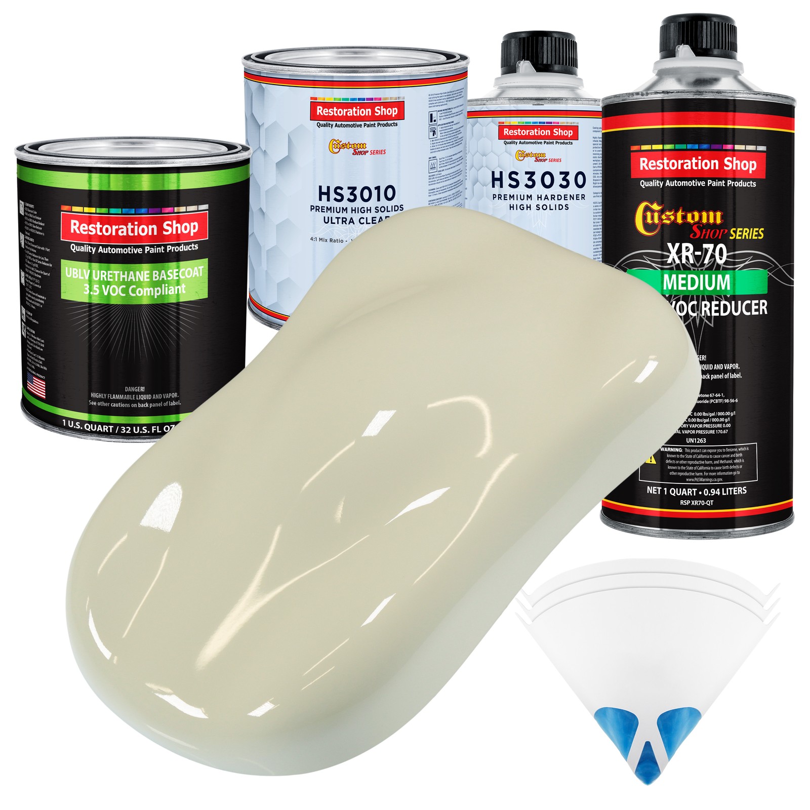 Grand Prix White Premium Low VOC Urethane Basecoat Car Paint Kit