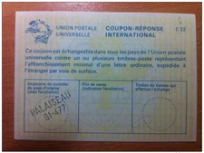 France Palaiseau 91-477 UPU Union Postale COUPON-REPONSE INTERNATIONAL C22