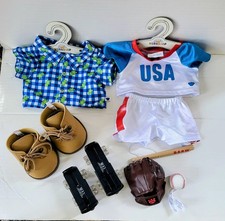 Build a Bear Workshop Lot of 10 Outfit Accessories Baseball Skates Frog Shirt