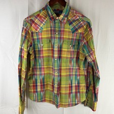 Polo Ralph Lauren Men's Plaid Western Snap Button Shirt Size Small Colorful
