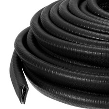 19.7 ft x 17mm x 10mm Rubber Edge Trim Guard with Metal Clips, Black