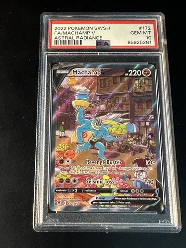 2022 POKEMON SWORD & SHIELD ASTRAL RADIANCE #172 FULL ART MACHAMP V PSA 10