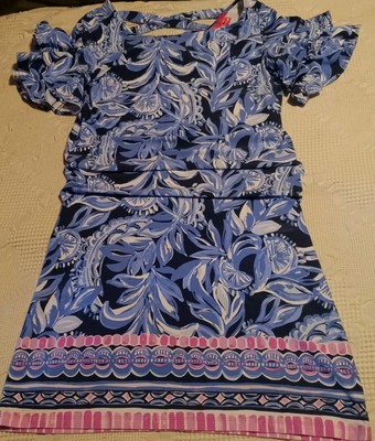 Lilly Pulitzer Dianna Dress High Tide Navy You re The Zest Ruffle Sleeve Size M