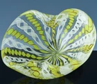 VERY NICE VINTAGE MURANO ITALIAN YELLOW & WHITE LATTICINO ART GLASS ASHTRAY BOWL