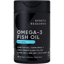 Fish Oil Mini-Softgels Easy to Swallow Omega-3 Fatty Acids 625mg 120 Capsules