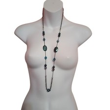 Vintage Teal Faceted Bead Long Necklace - Vintage